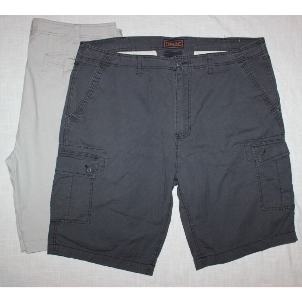 WearFirst Men’s Cargo Shorts Navy Blue and Khaki Lot of 2 Size 42